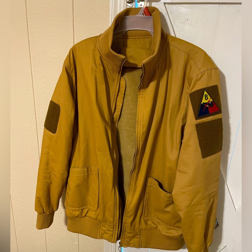 Reproduction WW2 Tankers Coat With 8th armored Tank division patch. Like New